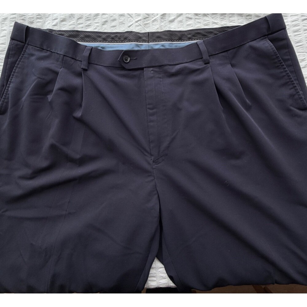 GS Perfect Fit Men's Pleated Dress Slacks/ Pants Navy Blue W52 L32